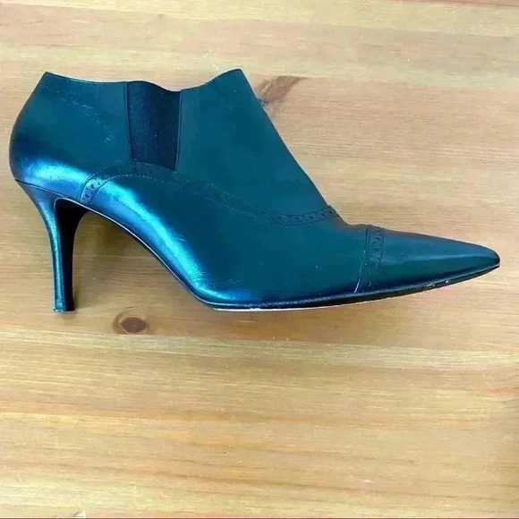 Ralph Lauren Collection Purple Tag Black Leather Heeled Booties Size 9.5 - Picture 1 of 12